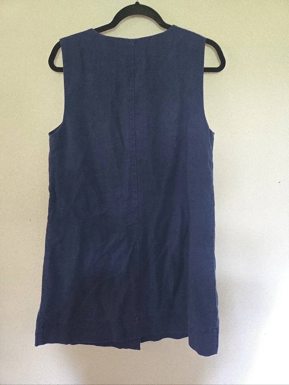 J. Crew Button Front Linen Shift Sleeveless Dress Navy Blue S - Picture 4 of 6